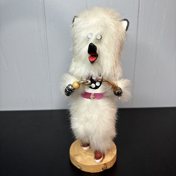 Hand crafted native Bear figure 8 inch Tall removable mask Signed E Jimmie - Picture 2 of 10